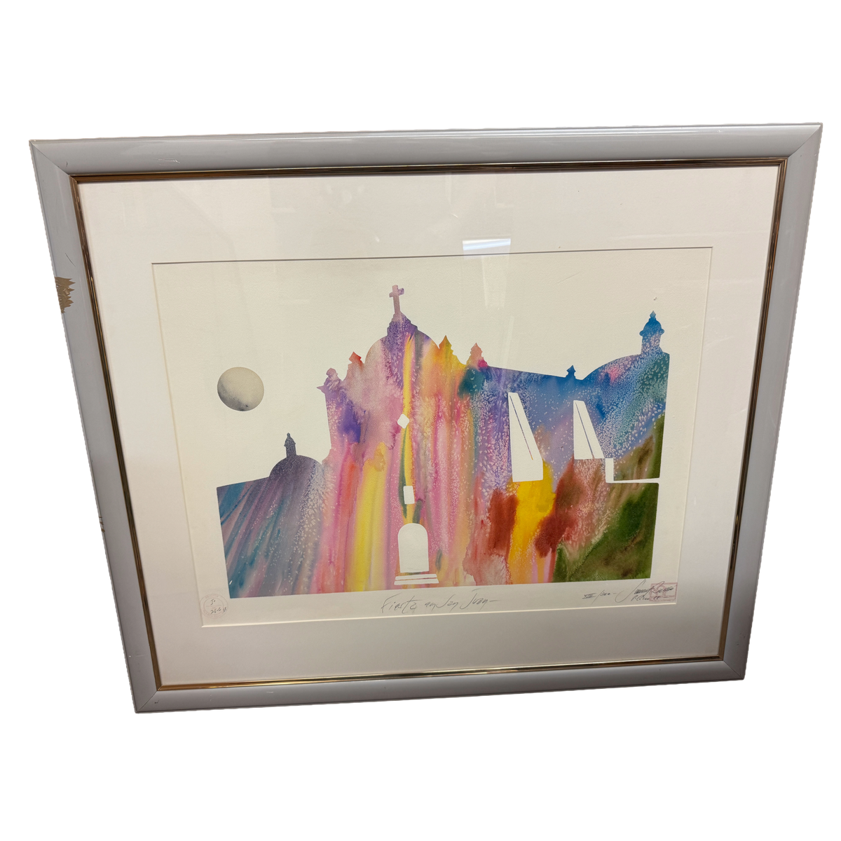 "Fiesta en San Juan" Signed Numbered Puerto Rico Colorful Print 12/300 -Unidentified - 33 x 39"