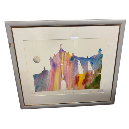 "Fiesta en San Juan" Signed Numbered Puerto Rico Colorful Print 12/300 -Unidentified - 33 x 39"