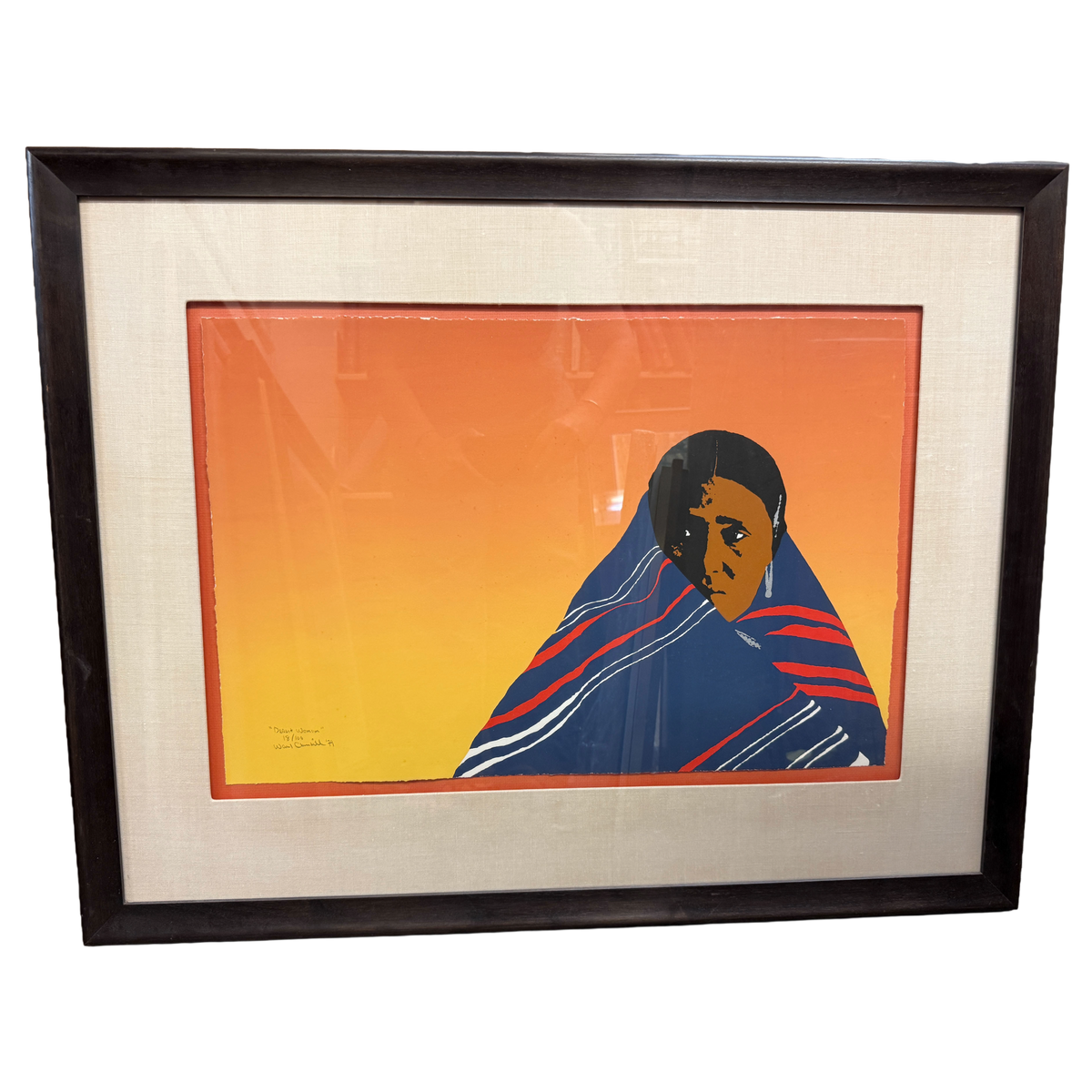 "Desert Woman" Signed Serigraph Southwestern Print 18/100 -Ward Churchill- 35 x 27"
