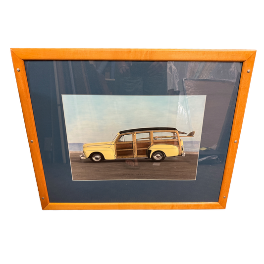 "Wooden Legg"  Woody Surf Wagon Signed Automotive Art Print -Unknown- 26 x 30"