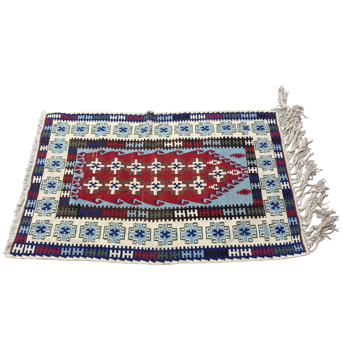 Vintage Blue Kilim Persian Oriental Rug - Handwoven  - 40 x 69"