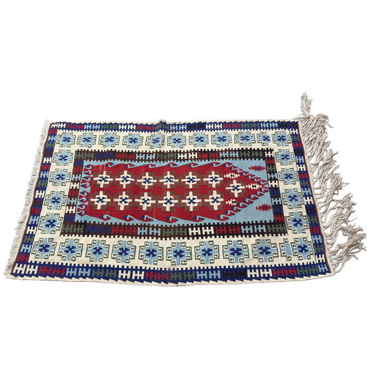 Vintage Blue Kilim Persian Oriental Rug - Handwoven  - 40 x 69"