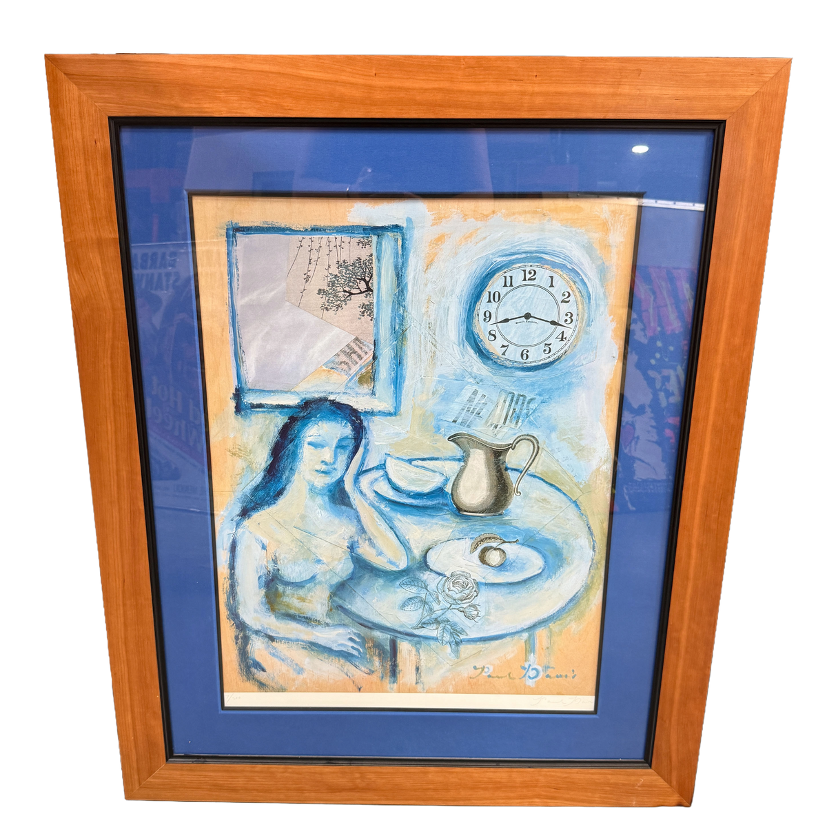 "Lady at Table" Signed Lithograph 007/200 Print - Paul Brooks Davis - 42 x 34"
