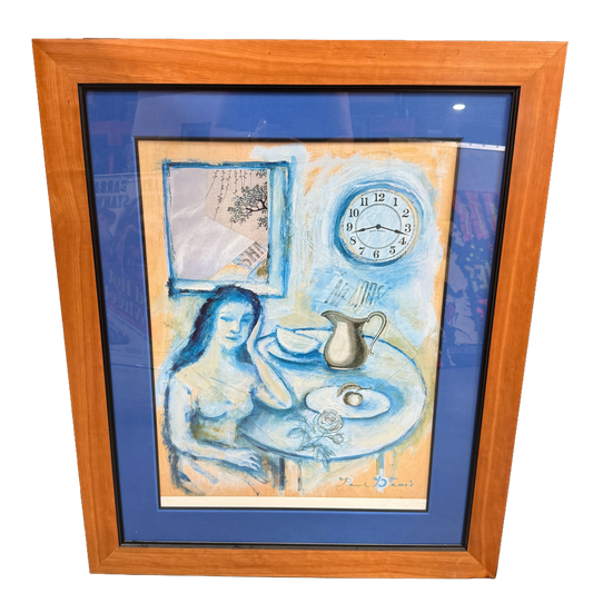"Lady at Table" Signed Lithograph 007/200 Print - Paul Brooks Davis - 42 x 34"