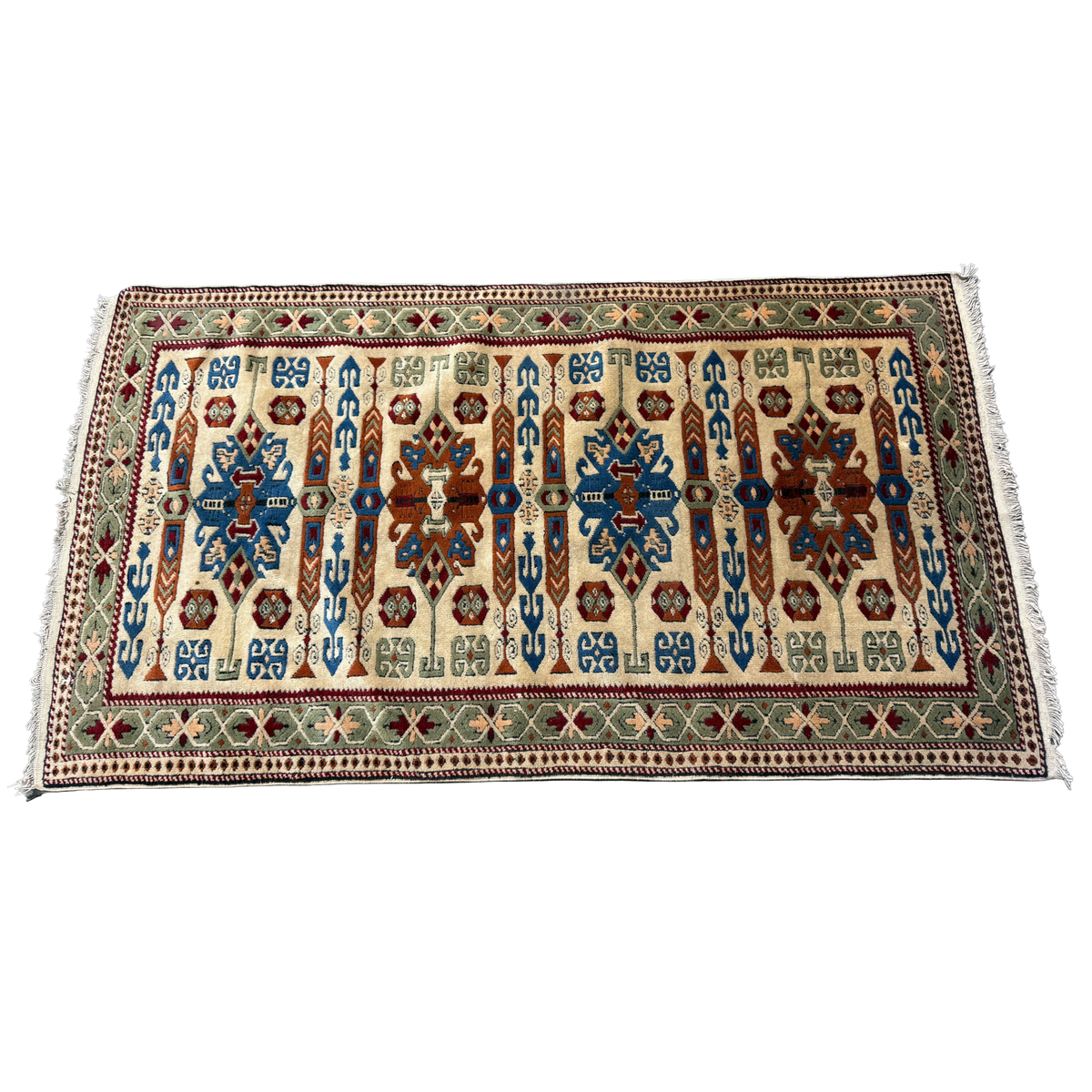 Vintage Handwoven Geometric Kazak Oriental Persian Rug - Handwoven  - 42 x 76"