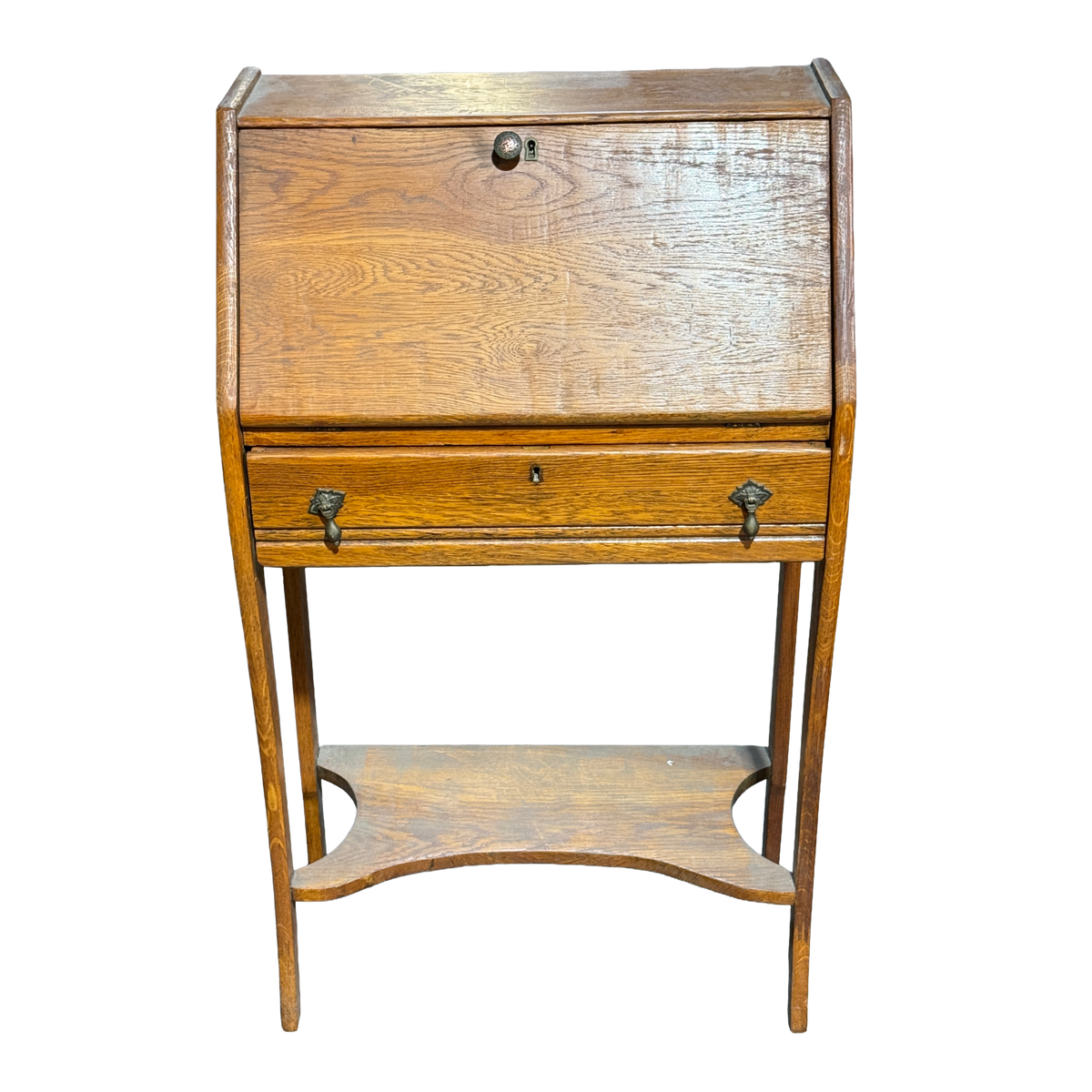Antique Solid Wood Slant-Top Secretary Desk- 12 x 40"