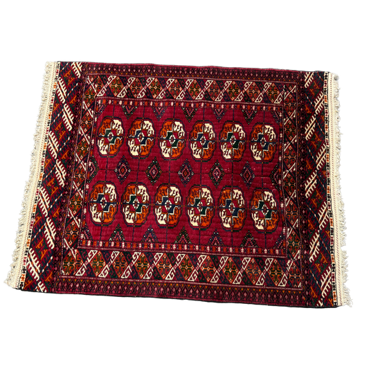 Vintage Handwoven Red Floral Oriental Persian Rug - Handwoven  - 34 x 41"