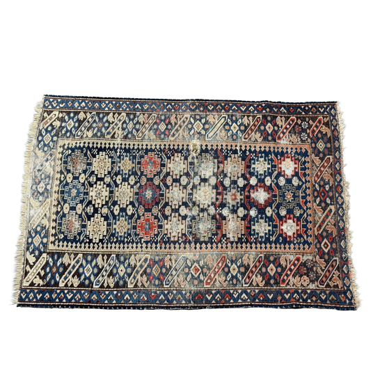 Antique Handwoven Oriental Caucasian Persian Rug - Handwoven  - 27 x 39"